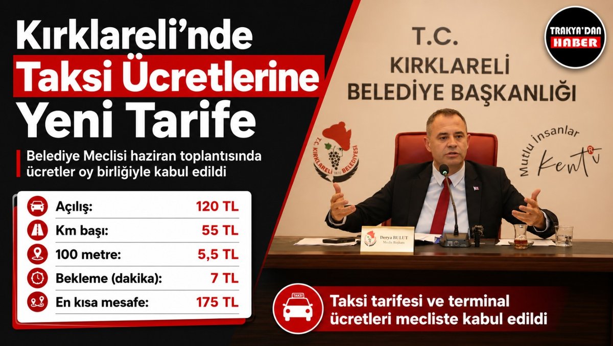 Kırklareli’de Taksi Ücretlerine Zam Kararı
