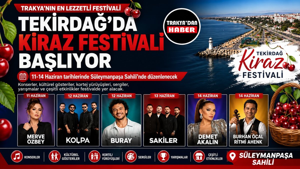 Tekirdağ’da Kiraz Festivali Coşkusu Başlıyor